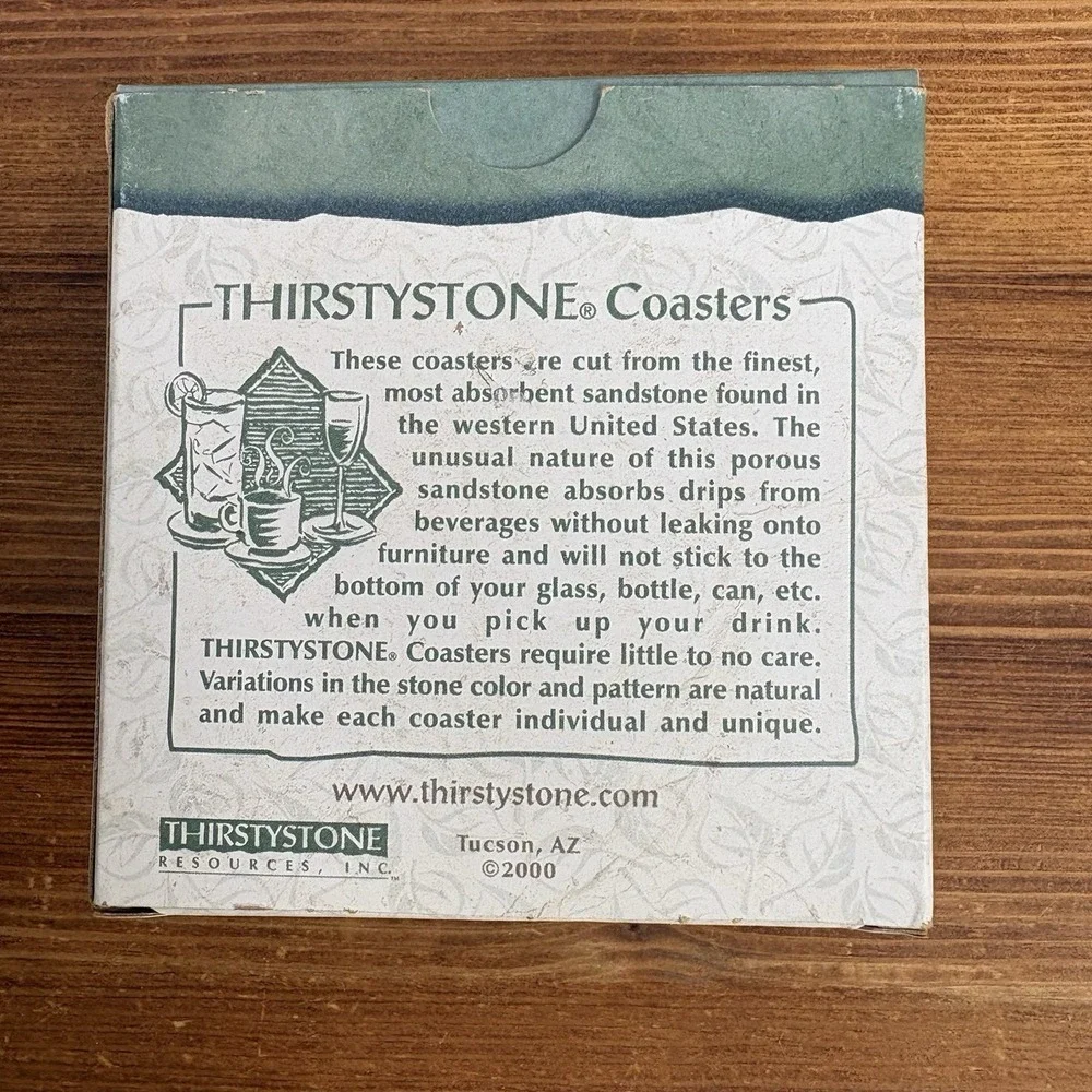 Thirstystone Morton Salt Stone Coasters Set of 4 Designer Collection W Box USA